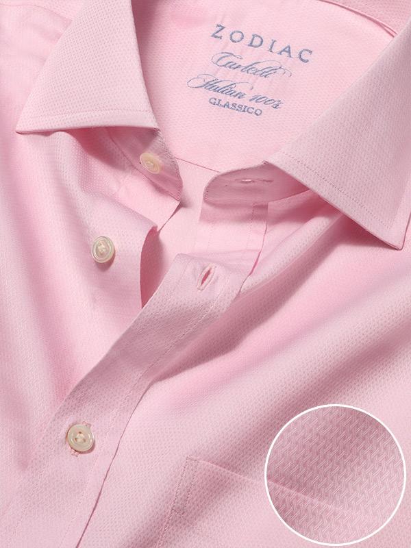 Carletti Pink Solid Full sleeve single cuff Classic Fit Classic Formal Cotton Shirt