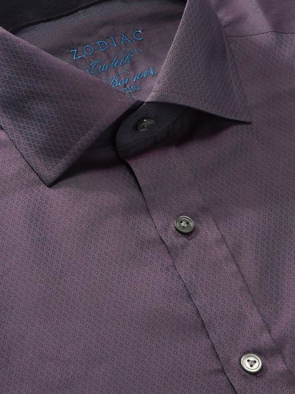 Carletti Burgundy Solid Full sleeve single cuff Classic Fit Semi Formal Dark Cotton Evening Shirt