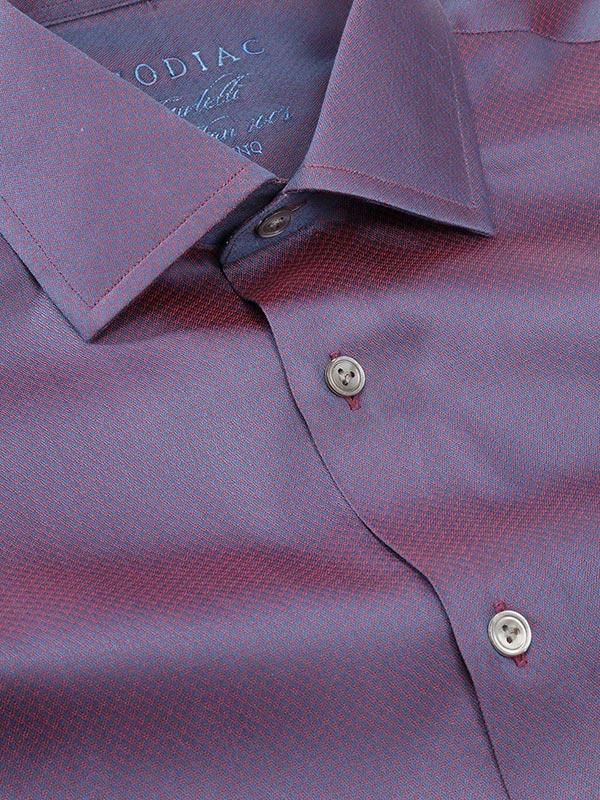 Carletti Maroon Solid Full sleeve single cuff Tailored Fit Semi Formal Dark Cotton Shirt