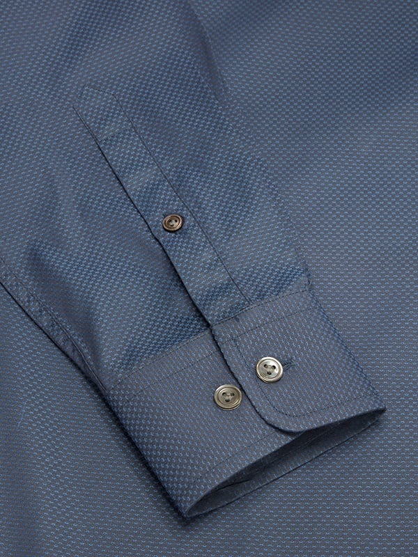 Carletti Navy Solid Full Sleeve Single Cuff Tailored Fit Semi Formal Dark Cotton Shirt