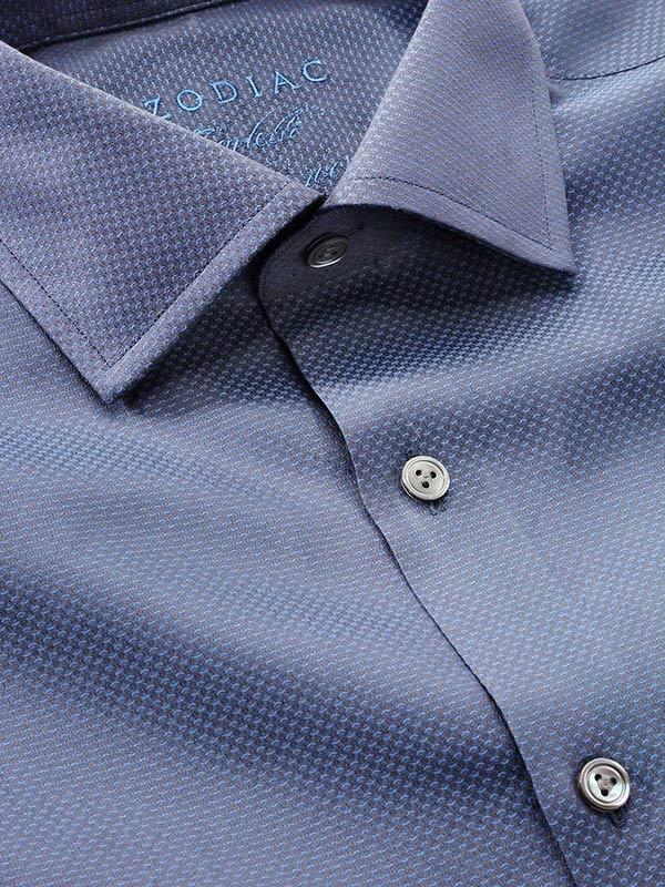 Carletti Navy Solid Full sleeve single cuff Tailored Fit Semi Formal Dark Cotton Shirt