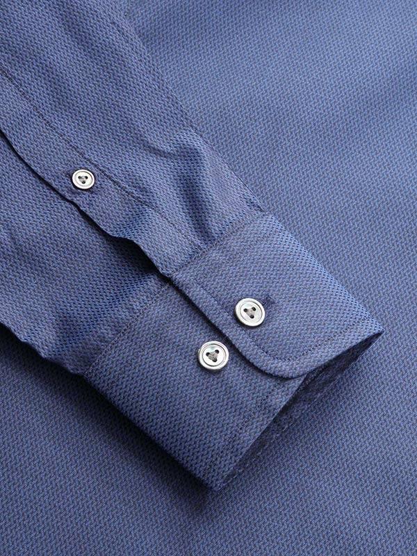 Carletti Navy Solid Full sleeve single cuff Tailored Fit Semi Formal Dark Cotton Evening Shirt