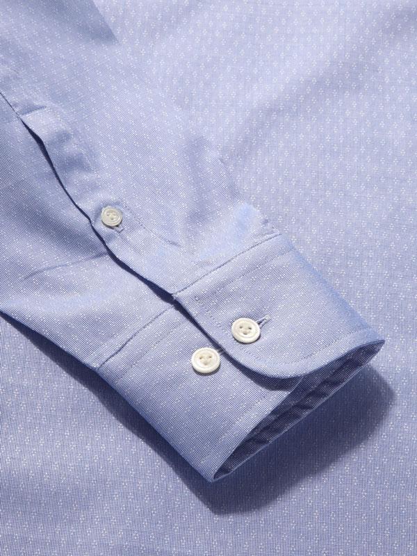 Carulli Blue Solid Full sleeve single cuff Tailored Fit Classic Formal Cotton Shirt