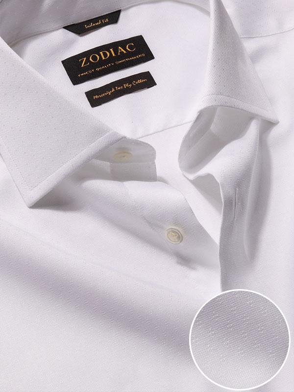 Carulli White Solid Full sleeve single cuff Tailored Fit Classic Formal Cotton Shirt
