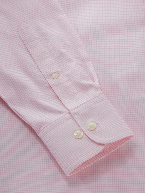 Cascia Pink Check Full Sleeve Single Cuff Classic Fit Classic Formal Cotton Shirt