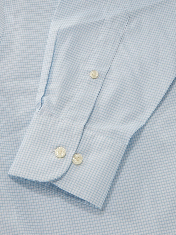 Cascia Sky Check Full Sleeve Single Cuff Classic Fit Classic Formal Cotton Shirt
