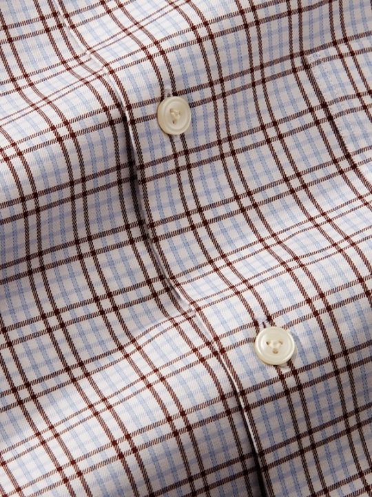 Cascia Brown Check Full Sleeve Single Cuff Tailored Fit Classic Formal Cotton Shirt