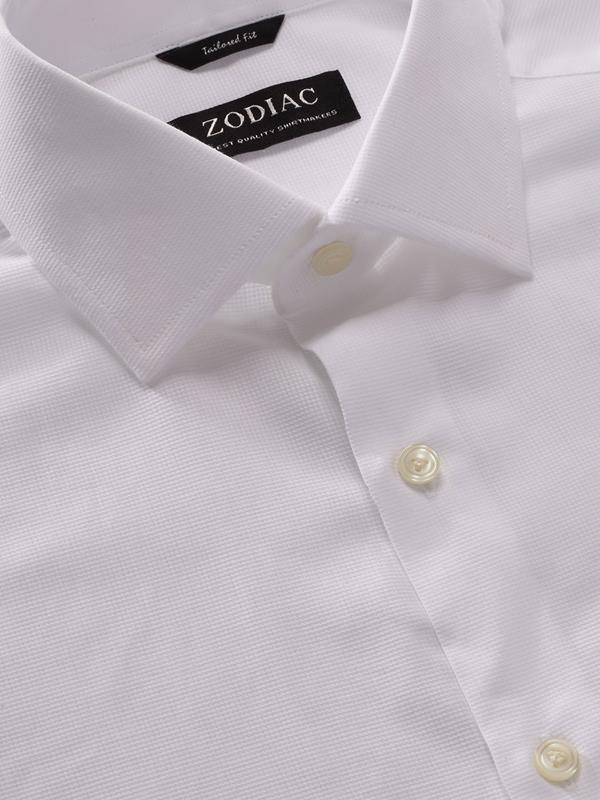 Cascia White Solid Full sleeve single cuff Tailored Fit Classic Formal Cotton Shirt
