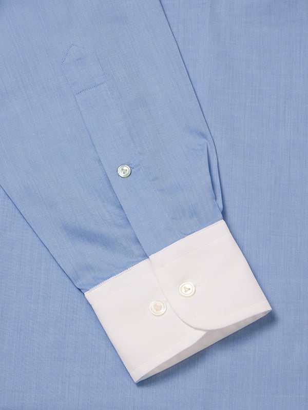 Chambray Sky Solid Full Sleeve Single Cuff Tailored Fit Classic Formal Cotton Shirt