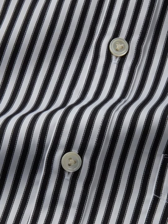 Chianti Black & White Striped Classic Fit Full Sleeve Cotton Formal Shirt