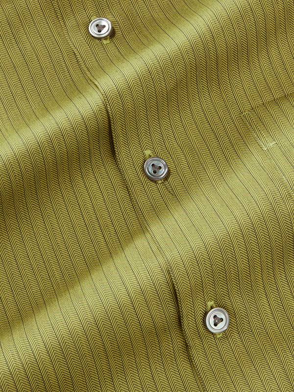 Chianti Green Striped Full Sleeve Single Cuff Tailored Fit Semi Formal Dark Cotton Shirt