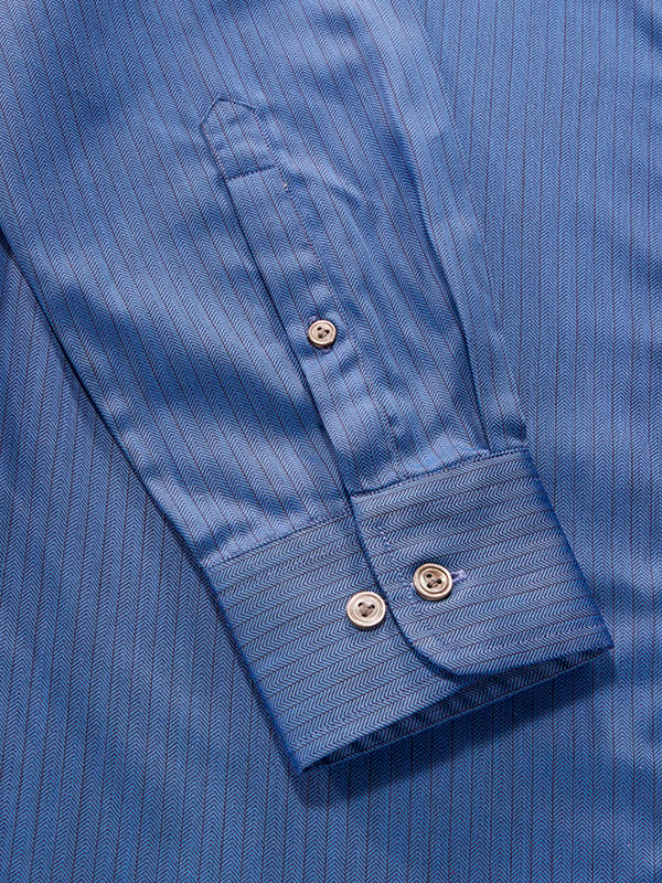 Chianti navy Striped Full Sleeve Single Cuff Tailored Fit Semi Formal Dark Cotton Shirt