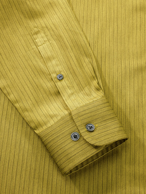 Chianti Ochre Striped Full Sleeve Single Cuff Tailored Fit Semi Formal Dark Cotton Shirt