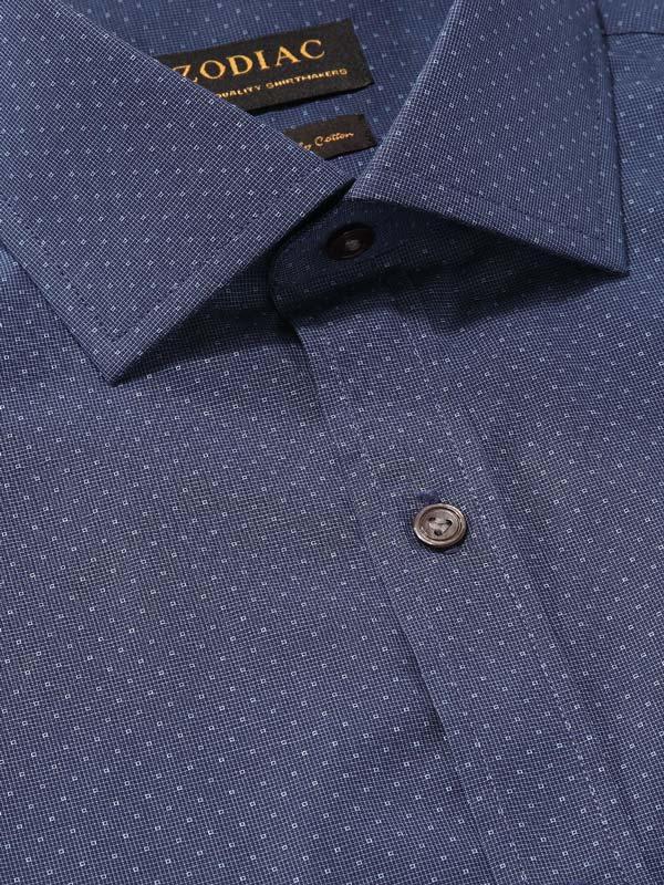 Chianti Navy Solid Full sleeve single cuff Tailored Fit Semi Formal Dark Cotton Shirt
