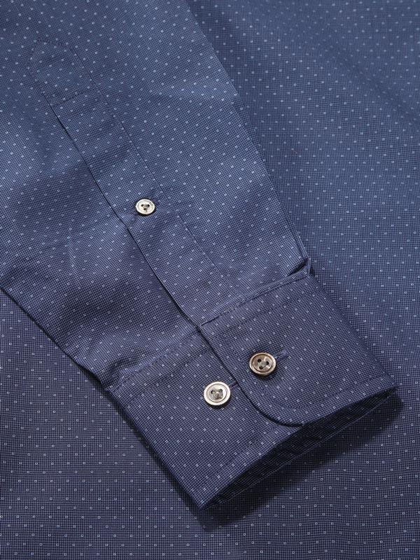 Chianti Navy Solid Full sleeve single cuff Tailored Fit Semi Formal Dark Cotton Shirt