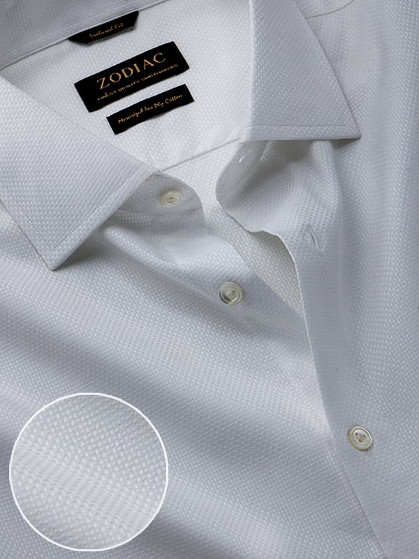 Cione White Solid Full Sleeve Double Cuff Tailored Fit Classic Formal Cotton Shirt