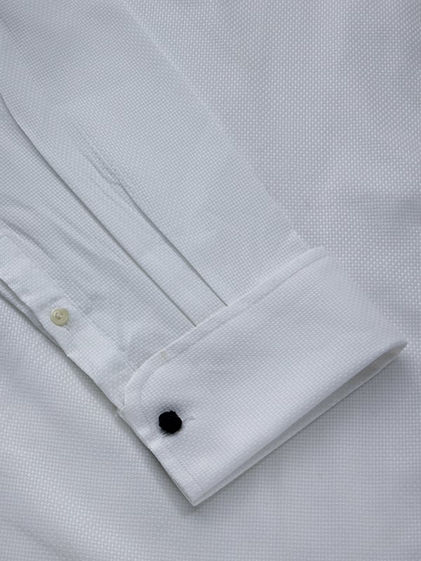 Cione White Solid Full Sleeve Double Cuff Tailored Fit Classic Formal Cotton Shirt