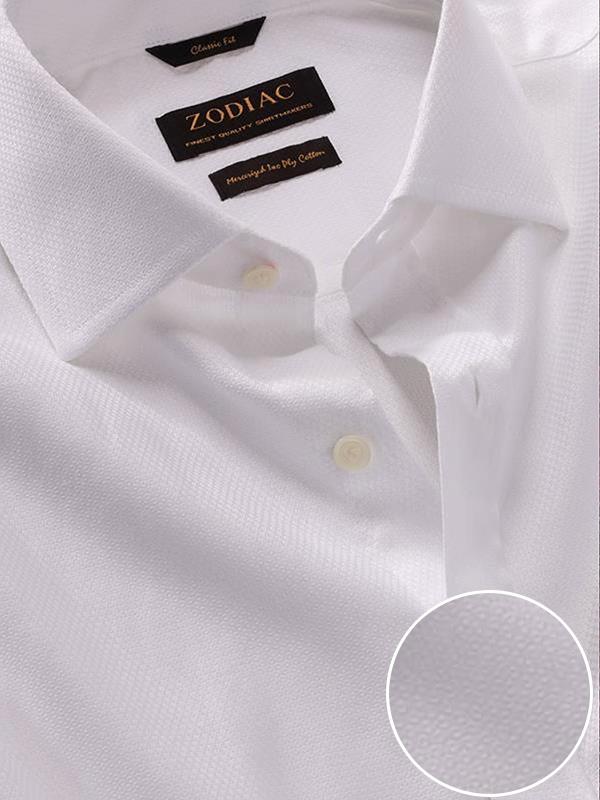 Cione White Solid Full sleeve single cuff Classic Fit Classic Formal Cotton Shirt