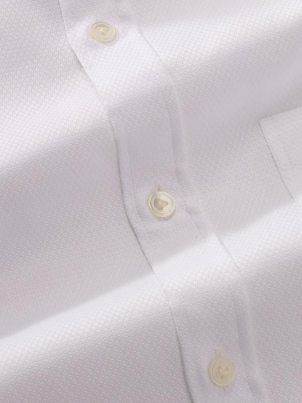 Cione White Solid Full sleeve single cuff Classic Fit Classic Formal Cotton Shirt