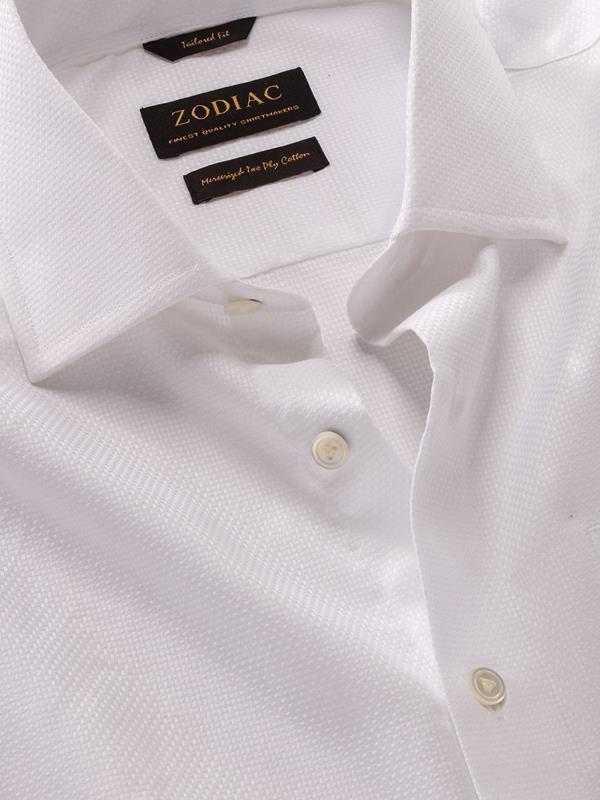 Cione White Solid Full sleeve single cuff Tailored Fit Classic Formal Cotton Shirt