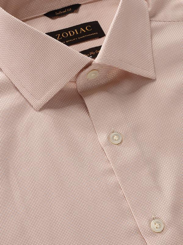 Cione Cream Check Full sleeve single cuff Tailored Fit Classic Formal Cotton Shirt