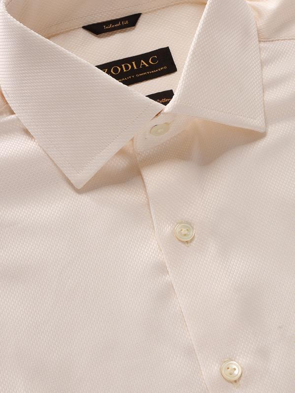 Cione Cream Check Full sleeve single cuff Tailored Fit Classic Formal Cotton Shirt