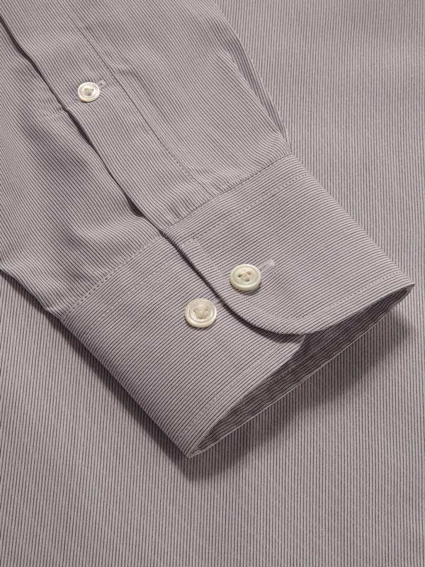 Cricoli Light Grey Striped Full sleeve single cuff Classic Fit Classic Formal Cotton Shirt