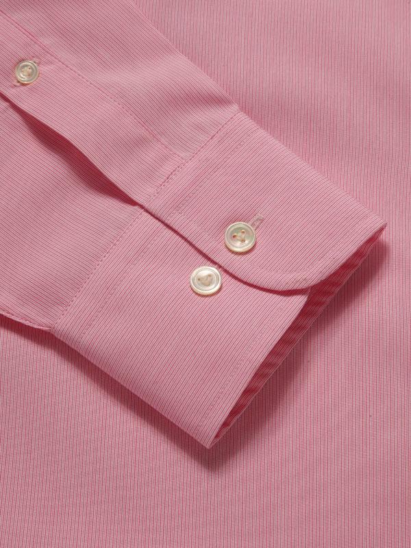 Cricoli Pink Striped Full sleeve single cuff Classic Fit Classic Formal Cotton Shirt