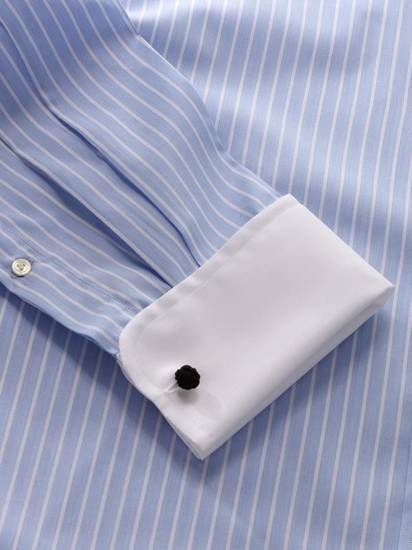 Bankers Sky Striped Full sleeve double cuff Classic Fit Classic Formal Cotton Shirt