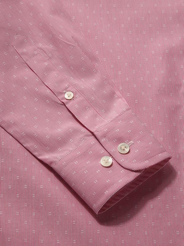Cricoli Pink Striped Full sleeve single cuff Tailored Fit Classic Formal Cotton Shirt