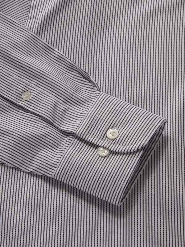 Da Vinci Black & White Striped Full sleeve single cuff Classic Fit Classic Formal Cotton Shirt