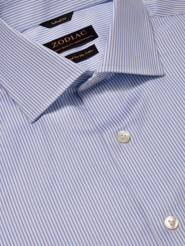 Da Vinci Sky Striped Full sleeve single cuff Tailored Fit Formal Cotton Shirt