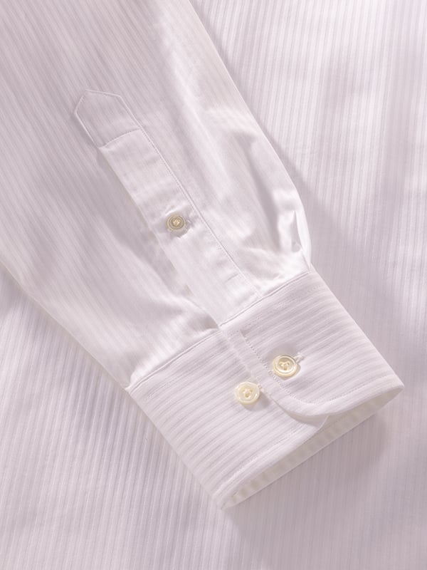 Da Vinci White Striped Full Sleeve Single Cuff Classic Fit Classic Formal Cotton Shirt