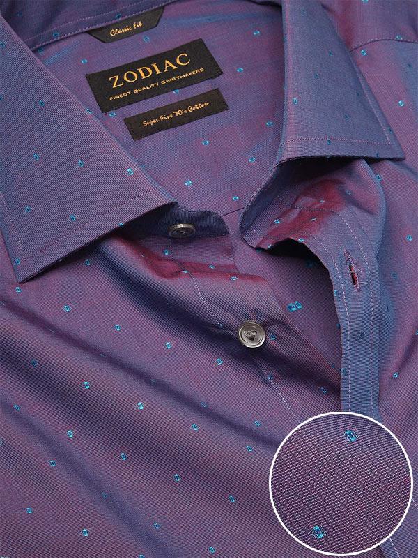 Dorzano Purple Solid Full sleeve single cuff Classic Fit Semi Formal Cotton Shirt
