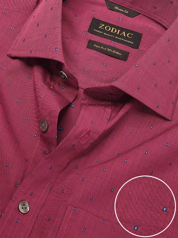 Dorzano Wine Solid Full sleeve single cuff Classic Fit Semi Formal Cotton Shirt