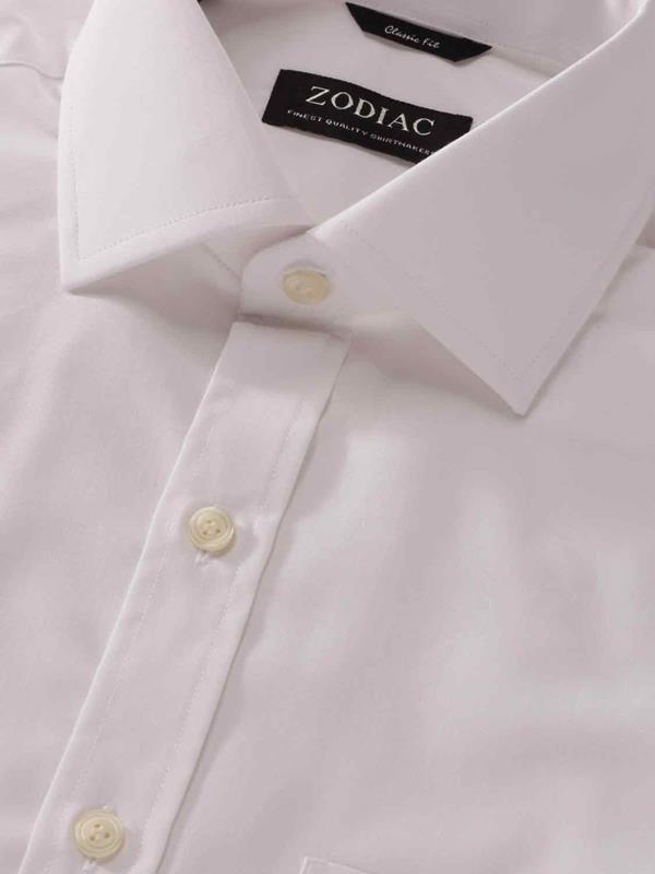 Easy Care White Solid Full sleeve single cuff Classic Fit Classic Formal Blended Shirt