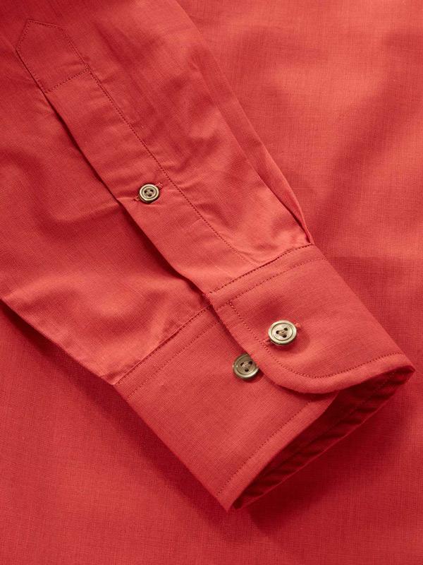Fil A Fil Red Solid Full sleeve single cuff Classic Fit Semi Formal Dark Cotton Shirt