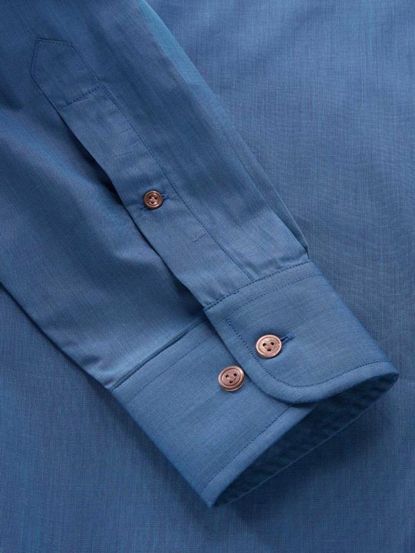 Fil A Fil Teal Solid Full sleeve single cuff Classic Fit Semi Formal Dark Cotton Shirt
