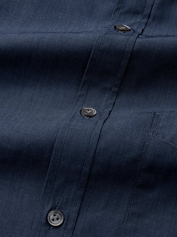 Fil A Fil Navy Solid Full Sleeve Single Cuff Classic Fit Semi Formal Dark Cotton Shirt