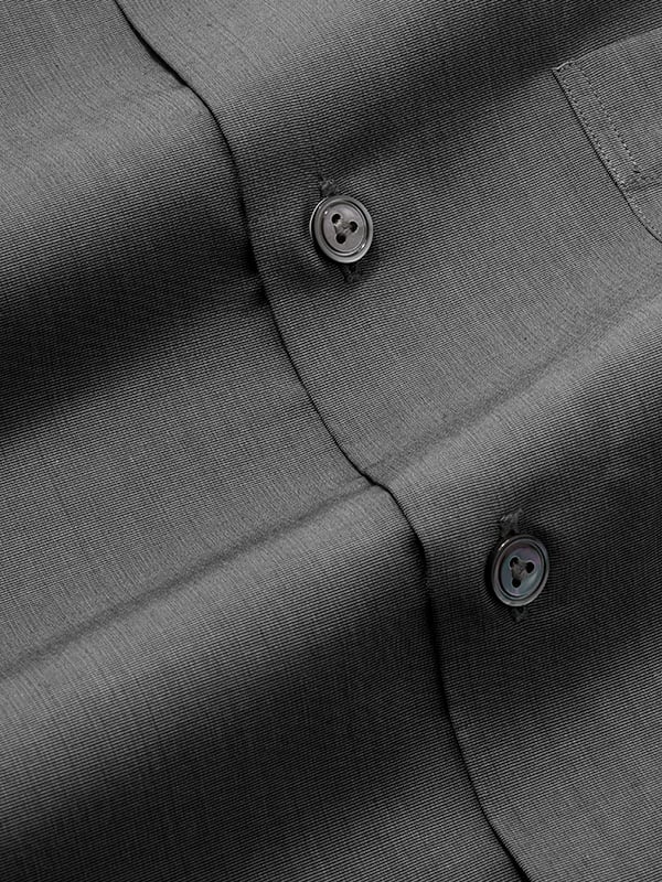 Fil A Fil Black Solid Full Sleeve Single Cuff Tailored Fit Semi Formal Dark Cotton Shirt