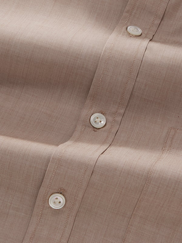 Fil A Fil Sand Solid Half Sleeve Classic Fit Classic Formal Cotton Shirt
