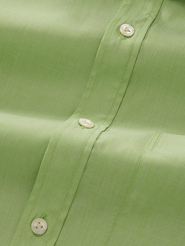 Fil A Fil Green Solid Full Sleeve Single Cuff Classic Fit Classic Formal Cotton Shirt