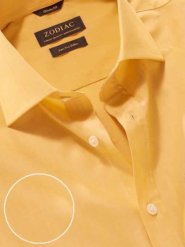 Fil A Fil Yellow Solid Full Sleeve Single Cuff Classic Fit Classic Formal Cotton Shirt