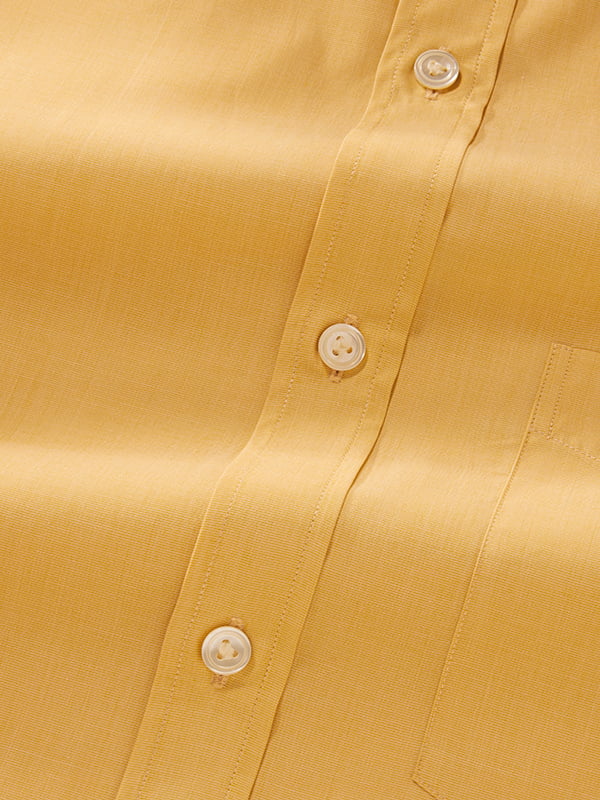Fil A Fil Yellow Solid Full Sleeve Single Cuff Classic Fit Classic Formal Cotton Shirt