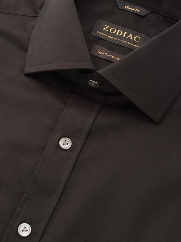 Fine Twill Black Solid Full sleeve single cuff Tailored Fit Semi Formal Dark Cotton Shirt