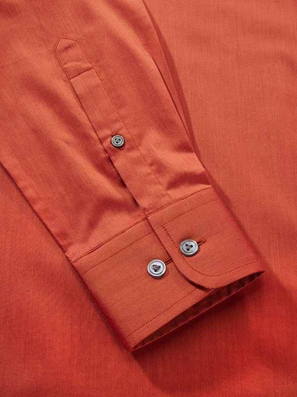 Fine Twill Rust Solid Full Sleeve Single Cuff Tailored Fit Semi Formal Cotton Shirt
