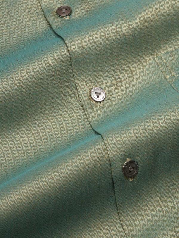 Herring Green Solid Full sleeve single cuff Tailored Fit Semi Formal Dark Cotton Shirt