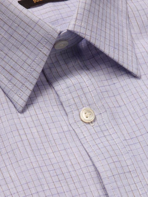 Positano Lilac Check Full sleeve single cuff Tailored Fit Semi Formal Linen Shirt