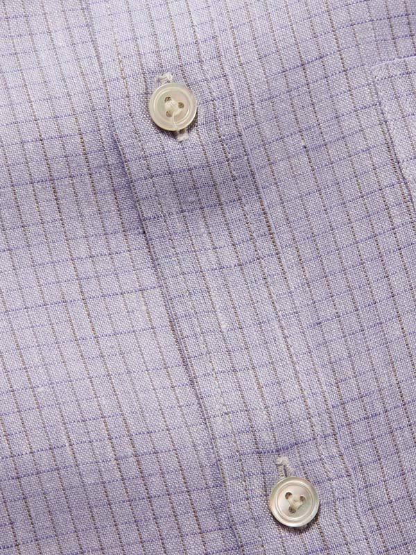 Positano Lilac Check Full sleeve single cuff Tailored Fit Semi Formal Linen Shirt