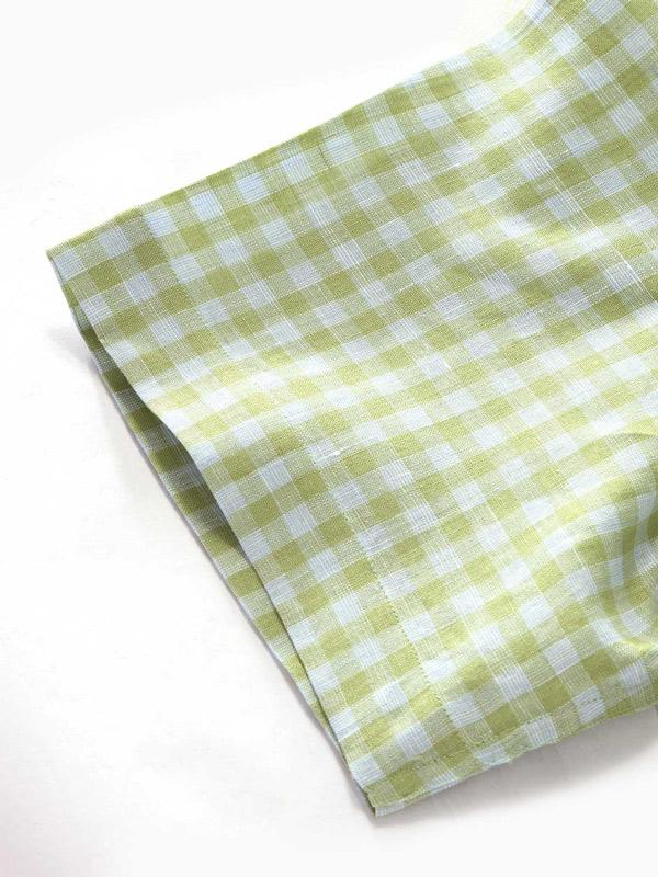 Positano Mint Check Half sleeve Classic Fit Semi Formal Linen Shirt